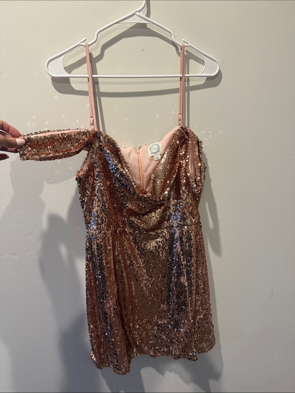 Blue Rain Rose Gold Sequin Mini Dress